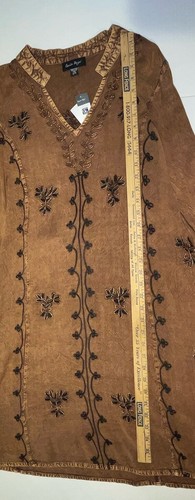 NWT Charlie Paige Boho Tunic Dress Embroidered Sz L/XL 44 Chest NEW Bronze Soft! - Picture 16 of 22
