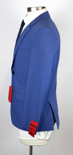 Hugo Sport Coat 40 S Men's Blue Solid Extra Slim Fit Arti Super Flex Wool Blend - Picture 9 of 13