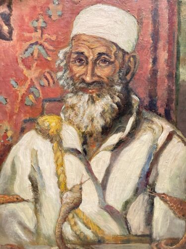 Unsigned Oil Painting: Portrait of a Middle-Eastern man with cobras - 第 2/3 張圖片