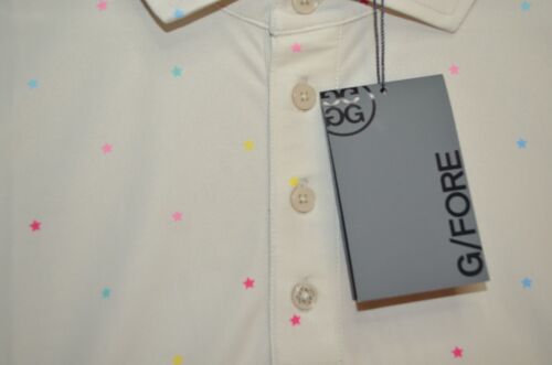 G/Fore Shirt Mens XL Polo Golf Beige Stretch Mini Star Pique Performance AOP$120