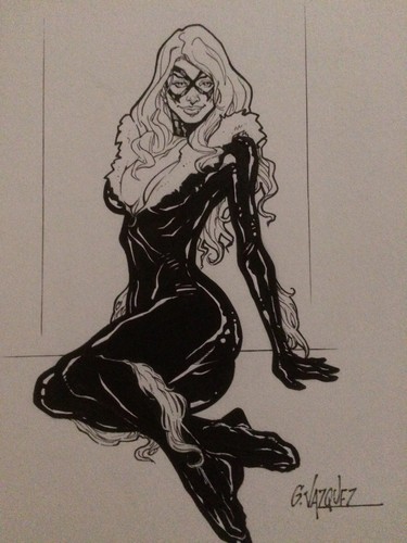 Black Cat original art pinup by Gus Vazquez - Picture 6 of 7