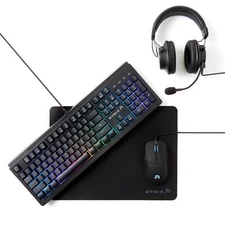 Atrix PC Gaming Bundle:  Mouse, RGB Keyboard, Headset, Mouse Pad Black Brand New