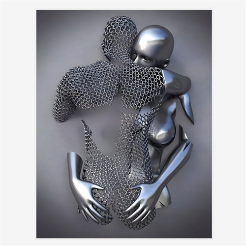 Nordic Couples Metal Figure Statue Canvas Painting Wall Art Print Picture Decor - Picture 14 of 16