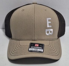 RICHARDSON ORIGINAL 112 TRUCKER MESH SNAPBACK CAP HAT BEIGE W EB EMBROIDERY