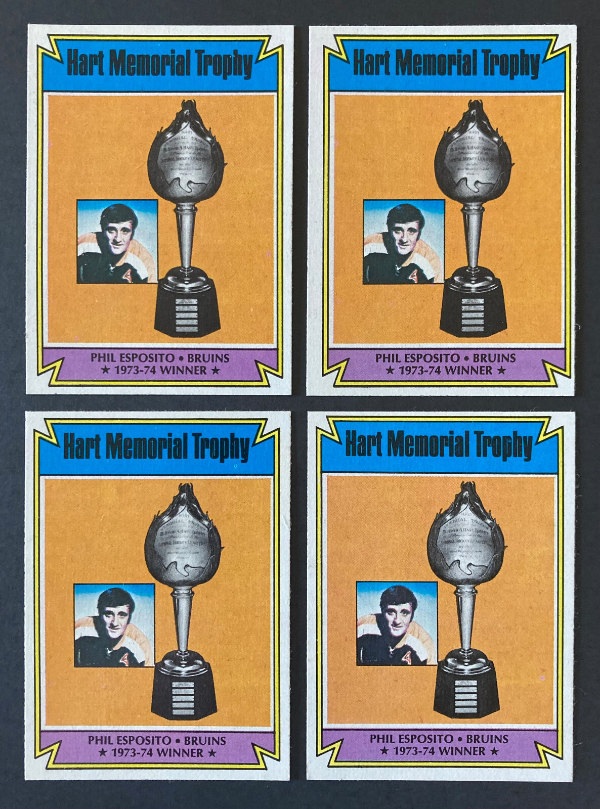 Hart Memorial Trophy Lot (4 Cards) 1974-75 Topps #244 - Phil Esposito