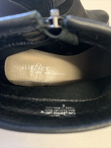 Size 6 37 AIRFLEX Black leather mid block heel ankle boot ‘Scamper’ ankle strap. - Picture 6 of 8