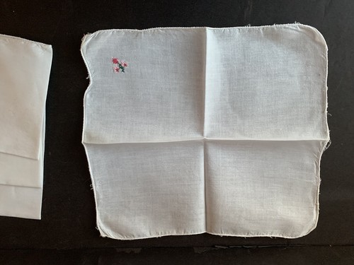 Juego de 4 servilletas de té de colección de lino blanco bordadas rosa florido para almuerzo tarde - Imagen 5 de 5