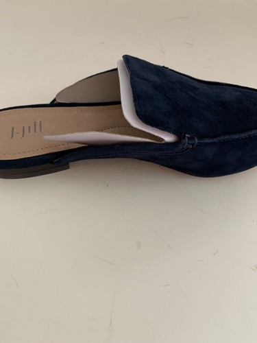 J. Jill 6 Blue Suede Mules Low Block Heel - Picture 8 of 10