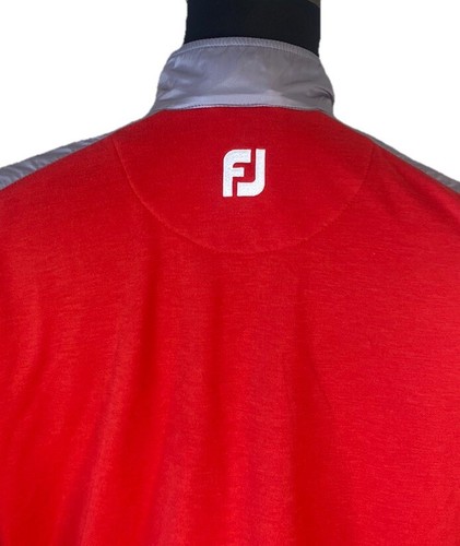 Footjoy Jacket Medium Red Gray Puffer Hybrid Full Zip FJ Collar Logo & Club Logo - Picture 10 of 14