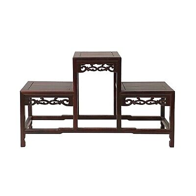 Brown Wood Step Shape Table Top Curio Display Easel Stand ws2898S Brown Wood Step Shape Table Top Curio Display Easel Stand ws2898S