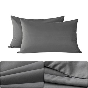 4pcs Zipper Pillowcase Gray Pillow Case Cover 20 30 Standard Size