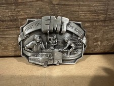 EMT Belt Buckle LE First On Scene Emergency Medical Tech Vintage 80's