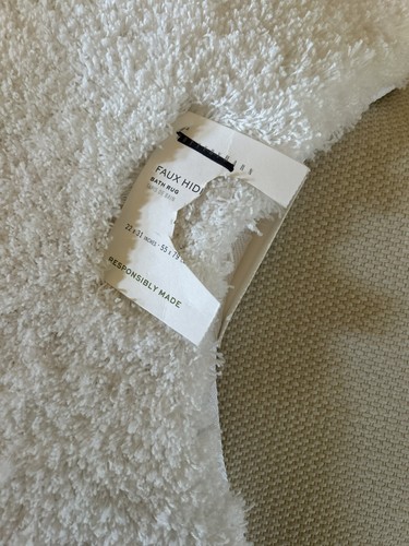 Pottery Barn Faux Hide Bath Mats (2) White 22”x31” NWT OB READ - Picture 8 of 12