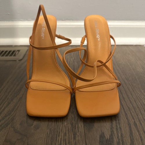 Public Desire Halley PU Tirantes Bloque Tacones Puntera Cuadrada Glamour Talla 9 Naranja - Imagen 5 de 10