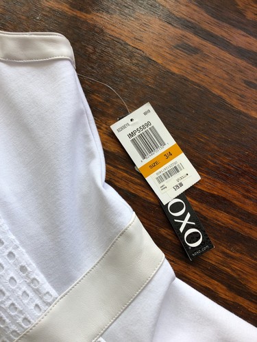 XOXO Damen Kleid mit Kragen und Frontreißverschluss, weiß, Gr. 3/4 Neu mit Etikett - Bild 3 von 4