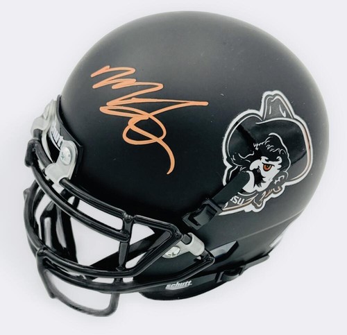 MIKE GUNDY SIGNIERT OKLAHOMA STATE COWBOYS PISTOLE PETE MINI HELM POKES BAS J78