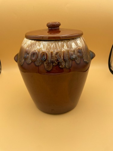 (39) Vintage Kathy Kale USA Brown Drip Glaze Cookie Jar