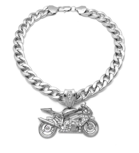 EIS SILBER PT HIP HOP MOTORRAD BIKE ANHÄNGER 10mm KUBANISCH COLLIER KETTE HALSKETTE - Bild 3 von 19