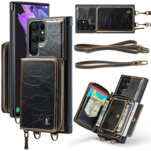 Handyhülle Für Samsung S23 S22 S21 Leder Kartenfach Schutzhülle mit Band Tasche - Bild 4 von 18