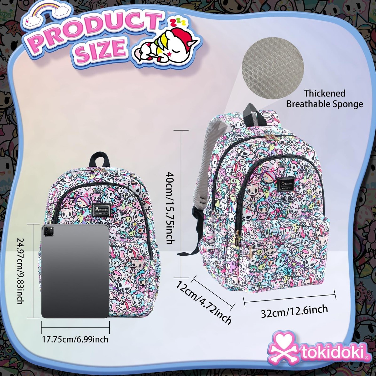Tokidoki Travel Backpack for Women Shoulder Bag Unicorno