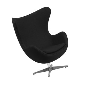 Flash Furniture Black Wool Fabric Egg Chair With Tilt Lock Mechanism Image Is Loading Flash Furniture Black Wool Fabric Egg Chair With