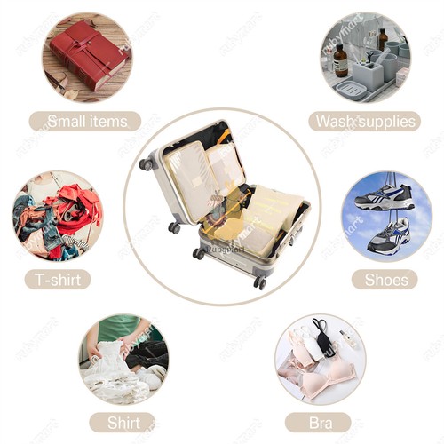 UK 6PCS Packing Cubes Luggage Organiser Travel Compression Suitcase Storage Bags - Picture 9 of 80