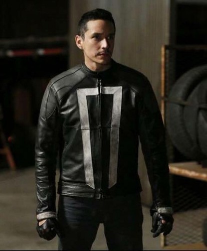 MEN'S GHOST RIDER AGENTS OF SHIELD BLACK CHRISTMAS GIFT LEATHER JACKET FOR HIM - Afbeelding 1 van 4