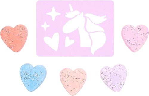 Yoobi Einhorn Bürgersteig Kreide & Schablone Set 6-teiliges Set 5 Herzen, Einhorn Schablone - Bild 2 von 5