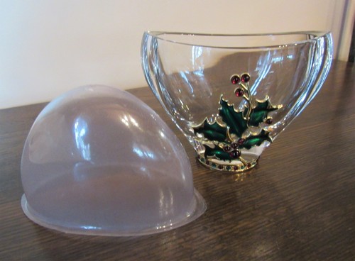 Teleforal 24 % Bleikristall Weihnachten Stechpalme mit Juwelen Pflanzgefäß Vase Kerzenhalter - Bild 2 von 12