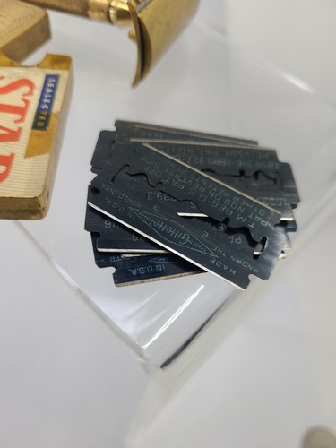 Vintage Gillette Ball End Gold-Plated Old Type Open Comb Safety Razor Set - Picture 6 of 10