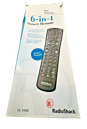 RadioShack 6-in-1 Smart Fernbedienung Hintergrundbeleuchtung Tastatur Modell 15-1994 Neu