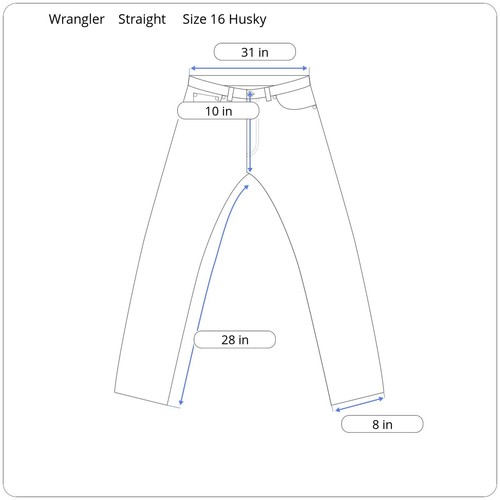 Wrangler Classic Jean Boys Youth 16 Husky Blue Denim Adjustable Waist W31” L28” - Picture 10 of 10