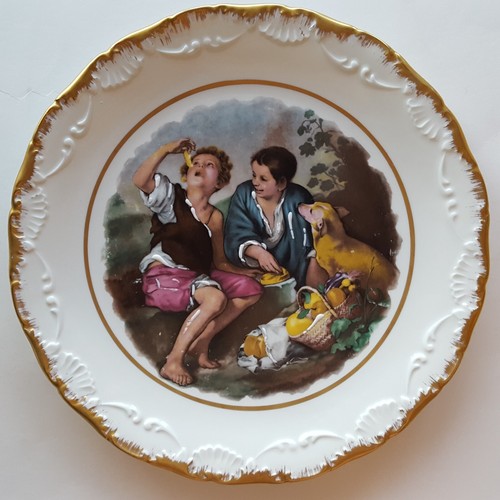 3 Platos de Cena Retrato Limoges Porcelaines Castel France 10". Niños comiendo - Imagen 3 de 12