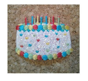 SMALL White Birthday Cake Confetti//Shimmery Iron on Applique//Embroidered Patch
