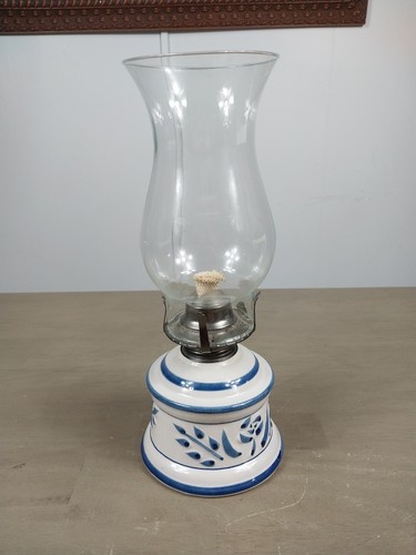 Vintage Lamplight Farms Blue Floral Ceramic Oil Lamp U.S.A 13" NEVER USED - Bild 3 von 8