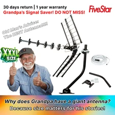 XXXL Outdoor Digital HDTV Antenna 4K/1080P Over 200 Miles UHF VHF Signal w/ Pole