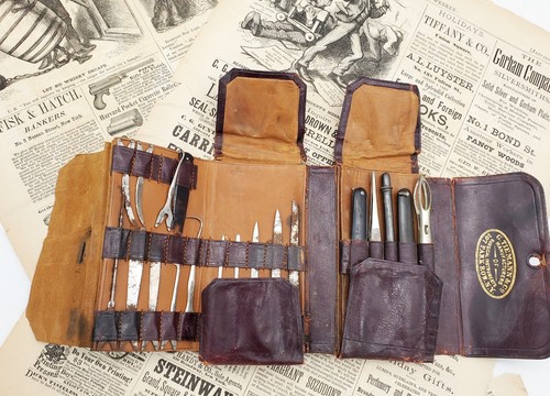 1880 Antique Surgical Tiemann Scalpel Set Medical Arterial Clamp Instrument RARE - Picture 15 of 23