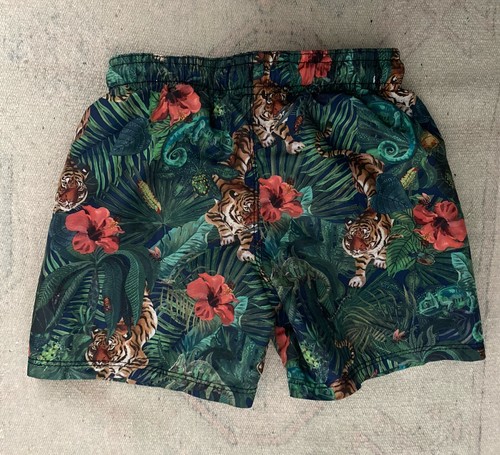 H&M X Nathalie Lete Boys Swim Trunks Palm Jungle Green Tigers Sz 4-6 Years - Picture 3 of 6