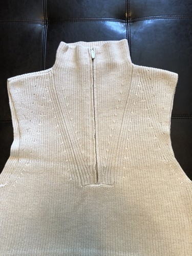 ENVOLTURA London Lana Merino Sin Mangas Cuello Alto Tejido Top Gris Beige EE. UU. Talla 12 ¡NUEVO SIN ETIQUETAS! - Imagen 2 de 12