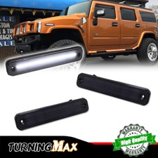 For 03-09 Hummer H2 Smoke Lens Front White LED Signal Side Marker Light Set of 2