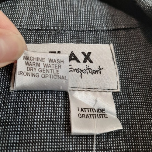 FLAX 100% Linen Extra Oversized Lagenlook Baggy Shacket Blazer Pin Check Size M - Picture 5 of 7