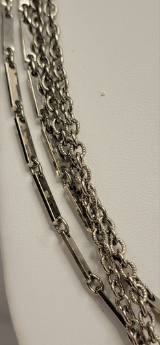 Vintage 4 Strand 21" Long Necklace 2 Bar & 2 Chain Strands EUC - Picture 4 of 6