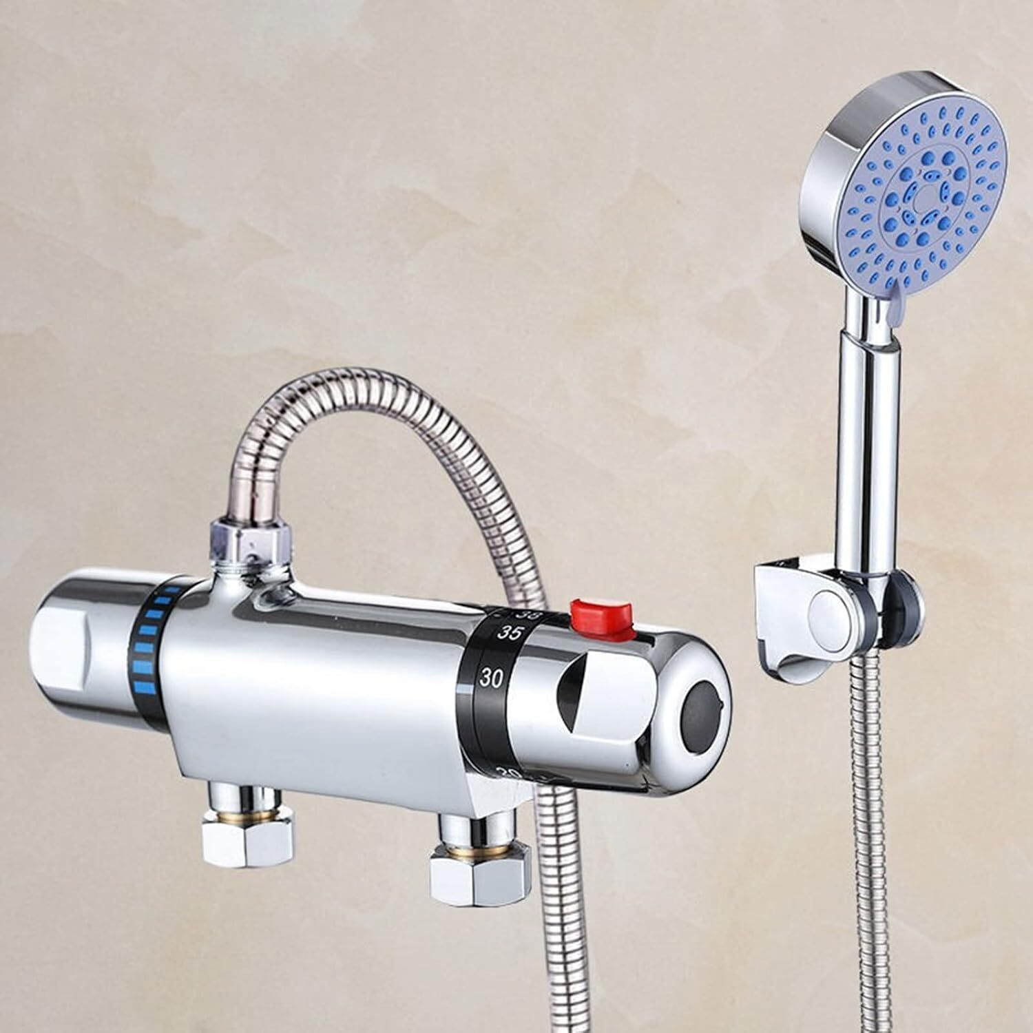 Thermostatic Exposed Bar Shower Mixer Valve Tap Chrome Top 1/2" Outlet