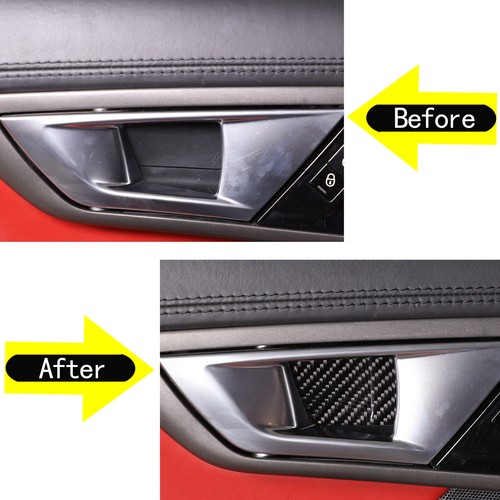 For Jaguar F-TYPE 2013-2022 Inner Door Bowl Decorative Sticker Carbon Fiber 2PCS - Picture 2 of 12