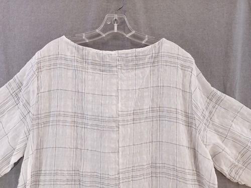 Celmia Collection dress Women 5 XL off white Linen very lightweight Plaid - Picture 18 of 20