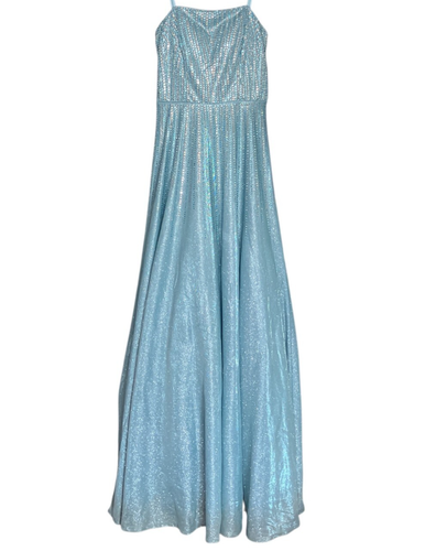 TLC Say Yes To The Prom 5 blau silber Strass Glitzer trägerloses Schnürkleid - Bild 2 von 12