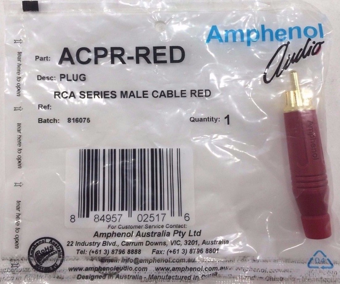 Amphenol ACPR-SBK Connettore RCA Spina Dritta Numero Poli (num): 2 Mono Argento 1 Pz