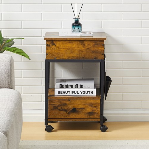 Side Table Coffee Table End Table NightStand Bedside Table with Charging Station - Picture 13 of 16