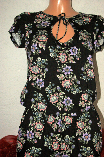 Kurzer Jumpsuit * Overall Strandoverall BUFFALO schwarz geblümt Urlaub neu 34 - Bild 2 von 6