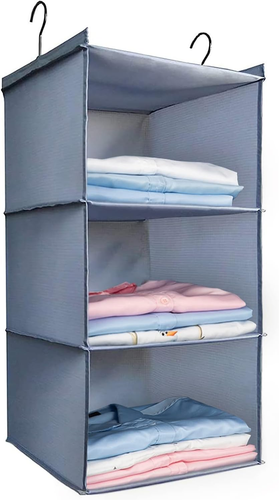 Hanging Closet Organizer and Storage 3-Shelf, Easy Mount Foldable Hanging Closet - Picture 12 of 12